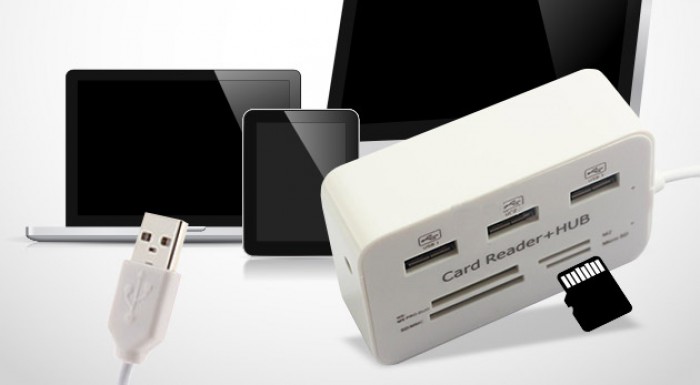 USB rozbočovač a čítačka SD kariet v jednom