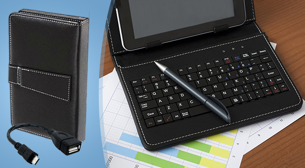 Elegantný čierny obal na tablet s klávesnicou