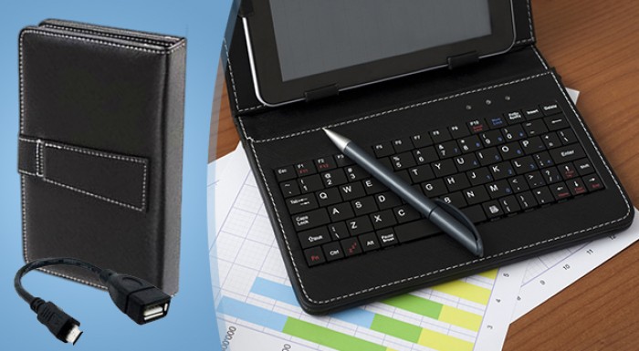 Elegantný čierny obal na tablet s klávesnicou