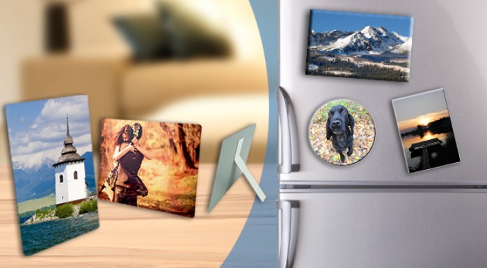 Originálne plechové magnetky a fotografie