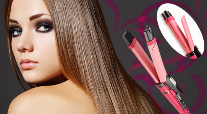 Keramická žehlička a kulma na vlasy 2v1