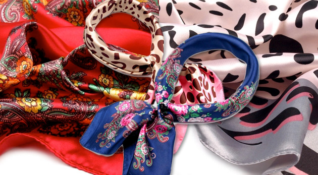 Vzorovaná saténová dámska šatka 