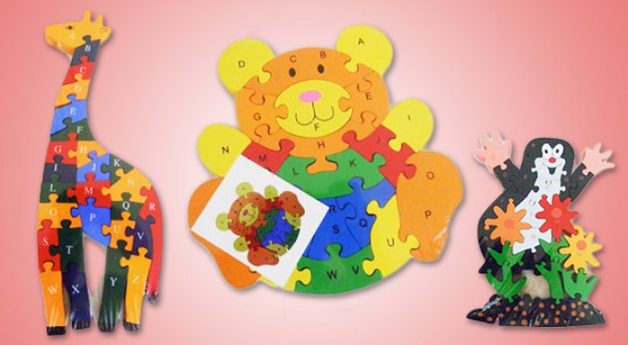 Drevené detské puzzle s abecedou a číslami