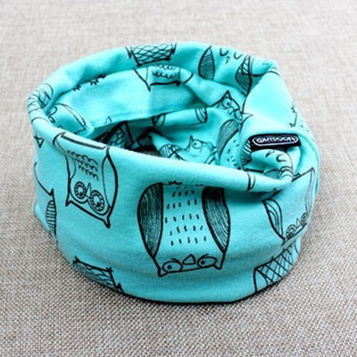 Hrejivý nákrčník pre deti a tínedžerov - vzor sova - tyrkysový