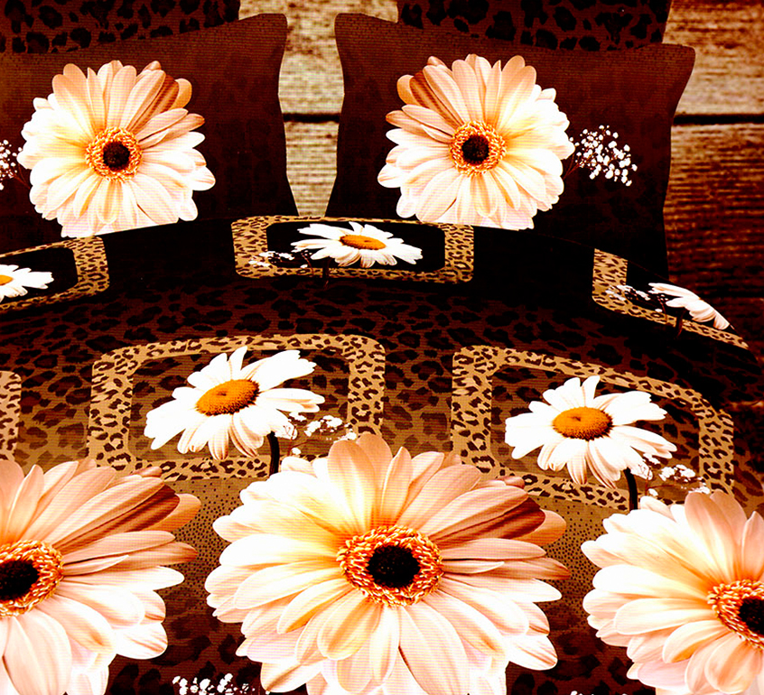 3D posteľné obliečky na jednolôžko - Margaréty (obliečka na vankúš 70 x 90 cm a obliečka na paplón 140 x 200 cm)