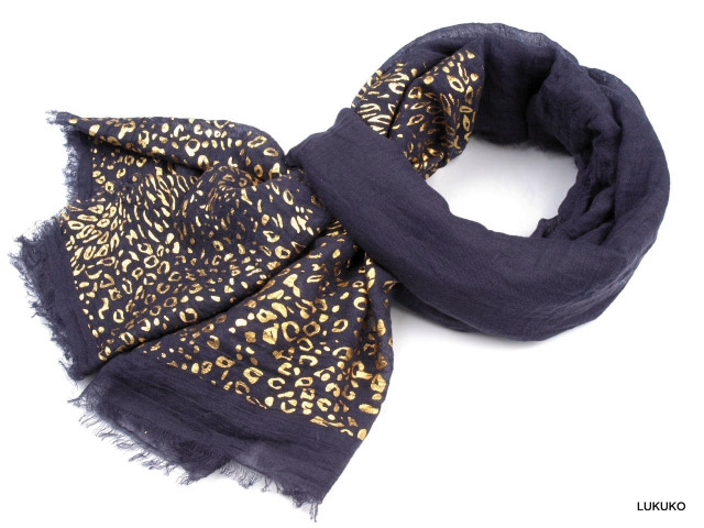 dámsky šál s potlačou - modrá