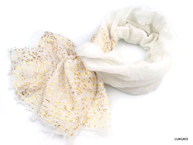 dámsky šál s potlačou - biela