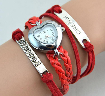 Infinity náramkové hodinky, červené Peace Dreams