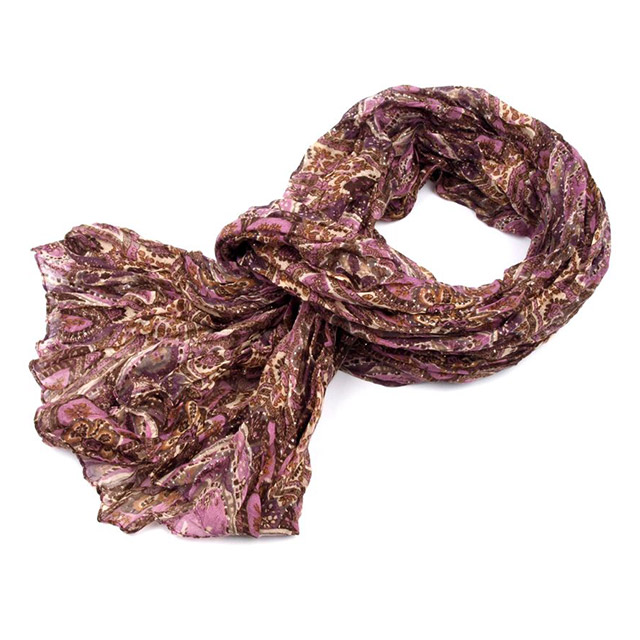 Šál krčený s lurexom - fialová