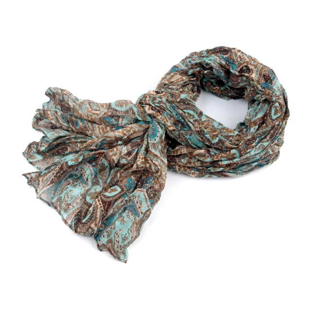 Šál krčený s lurexom - tyrkys