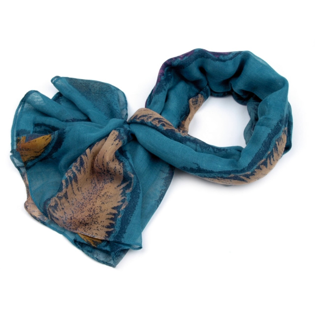 Šál s pierkami - modrá