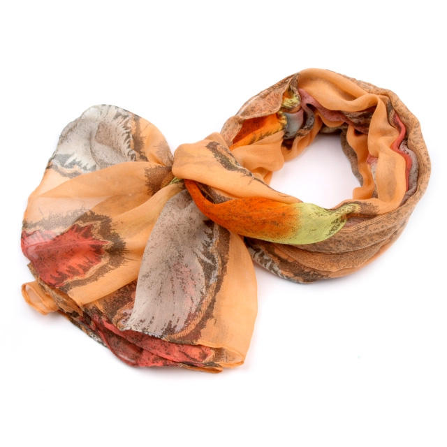 Šál s pierkami - oranžová