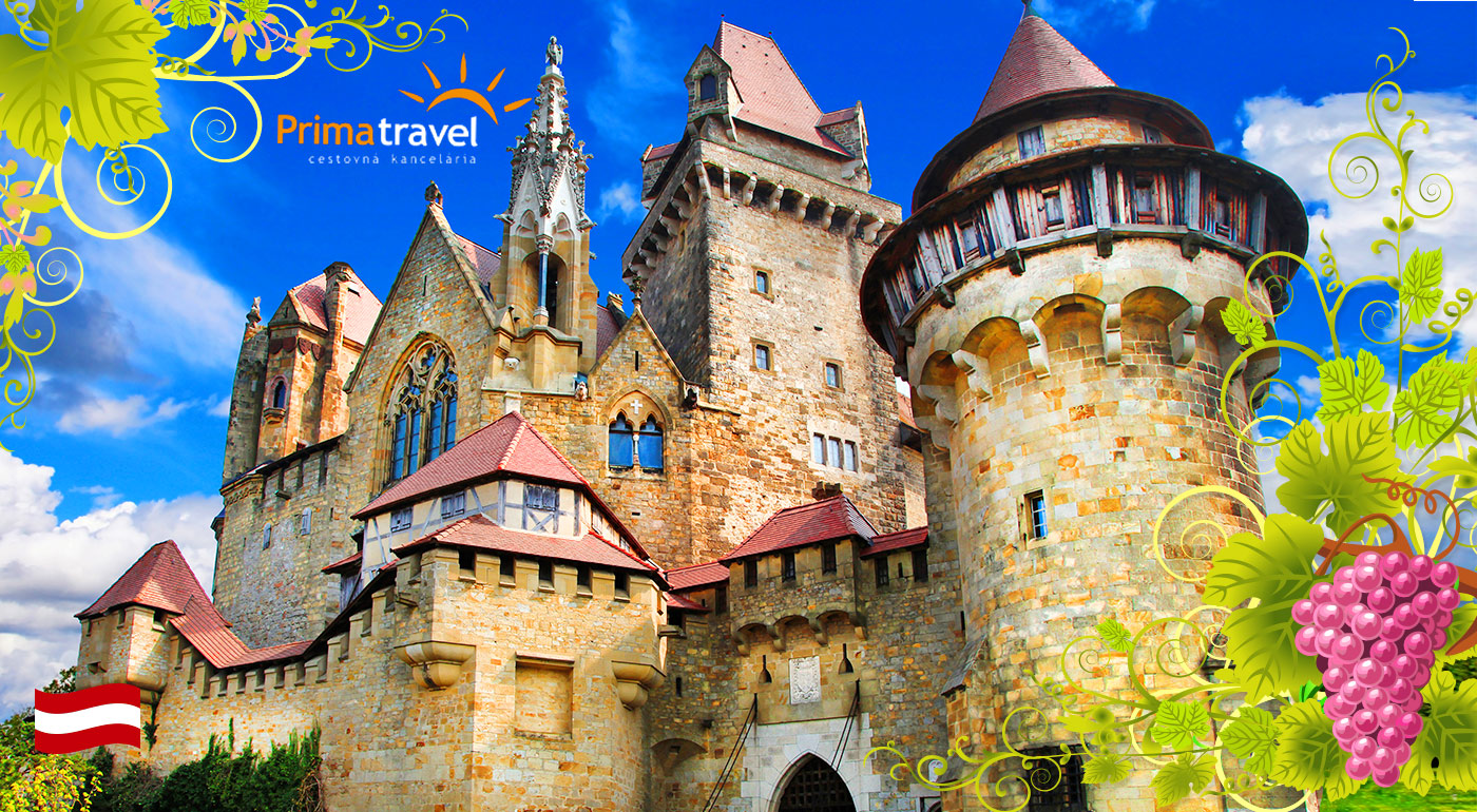 Zámok Kreuzenstein a raj vína Poysdorf
