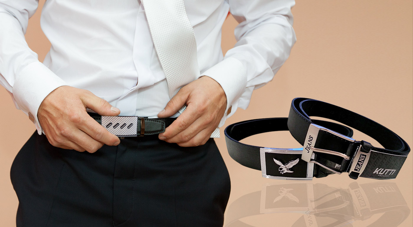 Pánske kožené opasky s oceľovými prackami