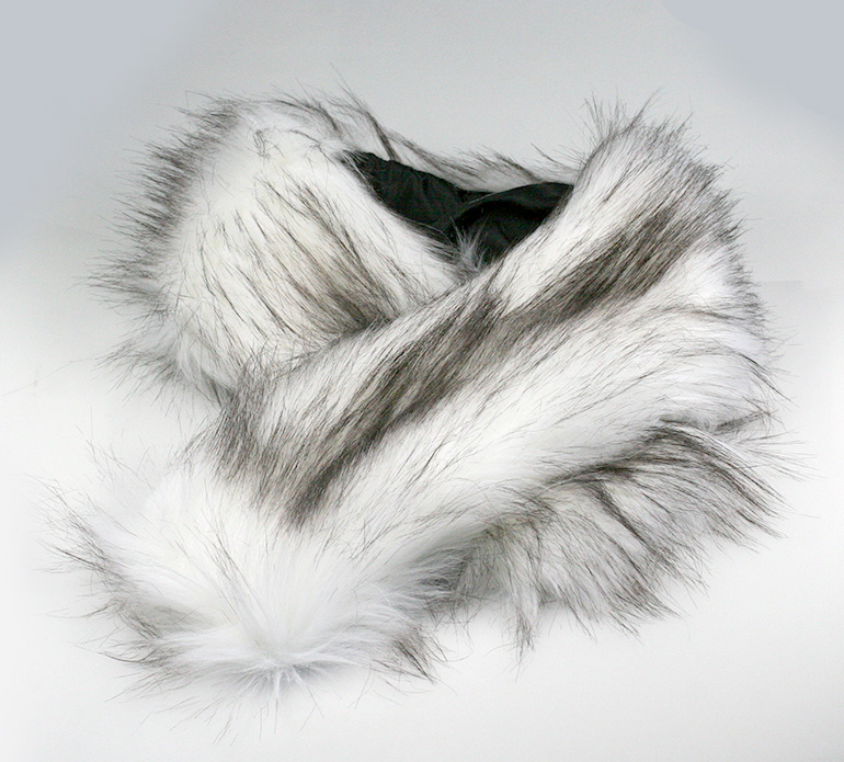 Golier z umelej kožušiny bez zapínania s vnútorným uškom - bielo-hnedý