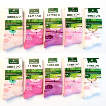Dievčenské ponožky z bambusového vlákna - v balení 10 párov