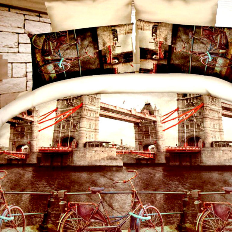 3D posteľné obliečky na jednolôžko - Londýn (obliečka na vankúš 70 x 90 cm a obliečka na paplón 140 x 200 cm)