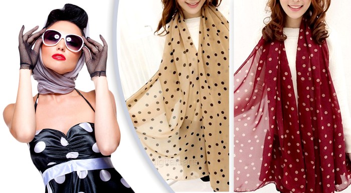 Krásne dámske bodkované šatky zo šifónu