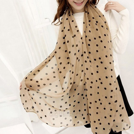 Dámska bodkovaná šatka - béžová