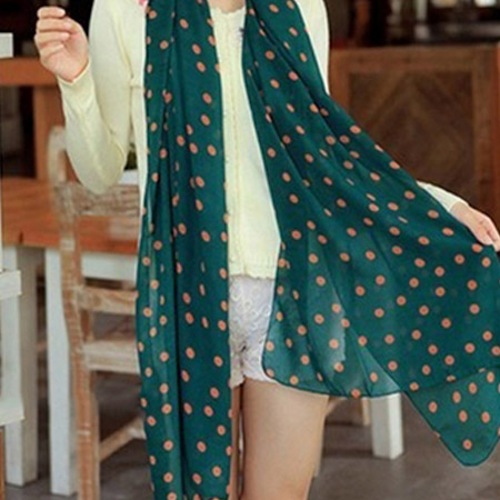 Dámska bodkovaná šatka - tyrkysová