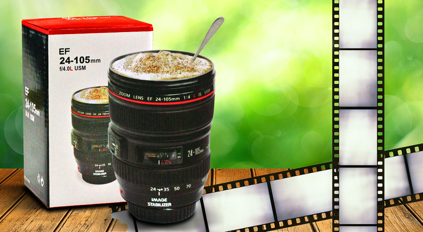 Termohrnček v tvare objektívu Canon