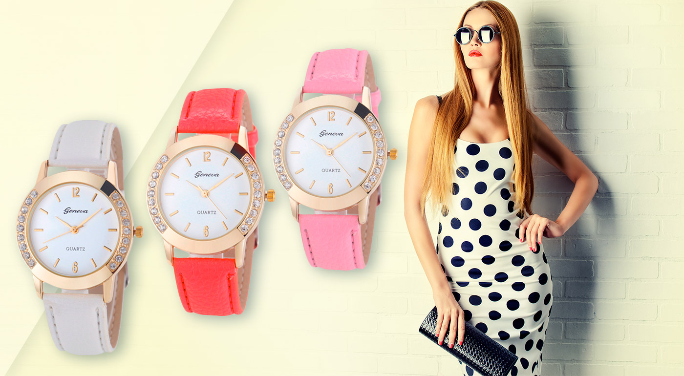 Geneva Diamond - dámske hodinky v 10 farbách