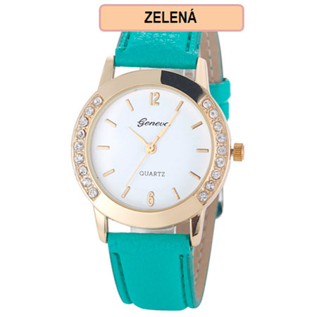 Dámske hodinky Geneva Diamond - zelená farba