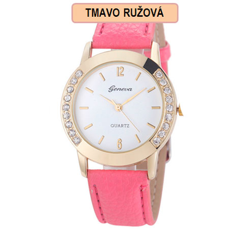 Dámske hodinky Geneva Diamond - tmavo ružová farba