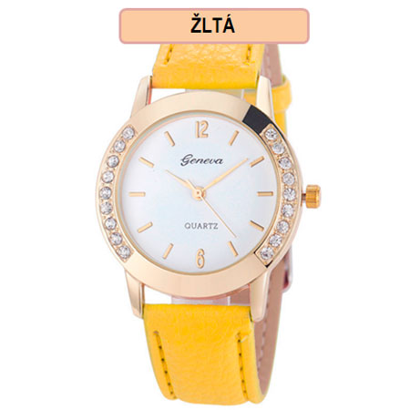 Dámske hodinky Geneva Diamond - žltá farba