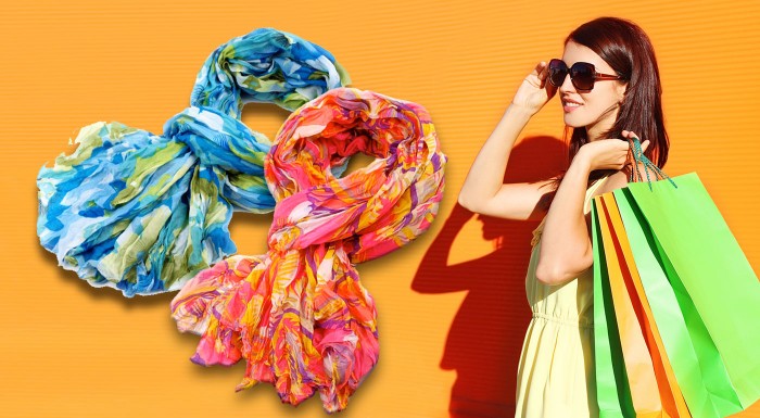 Krčený šál pre dámy MULTICOLOR