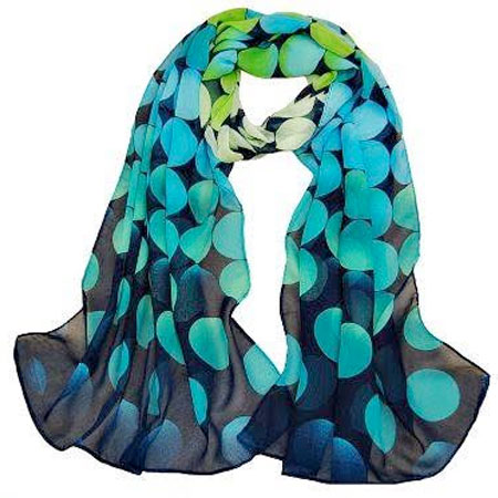 Dámska elegantná hodvábna šatka - modré kruhy