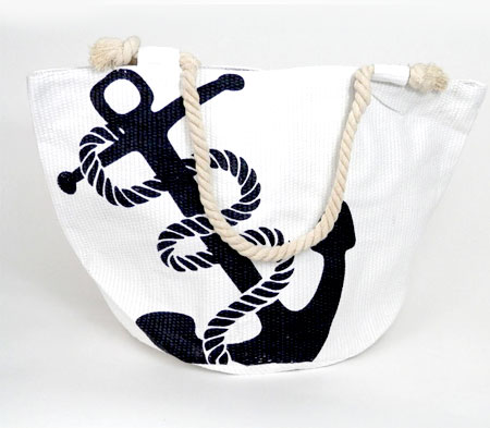 Dámska plážová taška s kotvou - biela