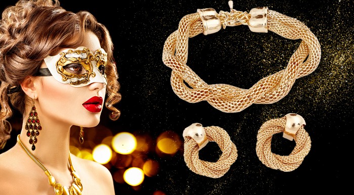 Luxusný 4-dielny set šperkov v zlatej farbe