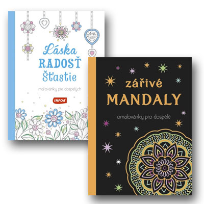 Dvojbalenie antistresových omaľovánok Láska, radosť, šťastie a Zářivé mandaly