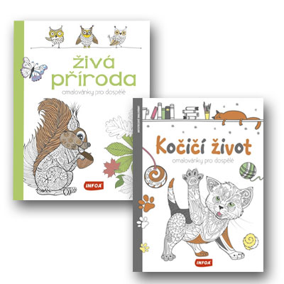Dvojbalenie antistresových omaľovánok Živá příroda a Kočičí život