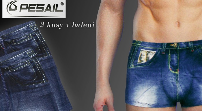 Dva kusy pánskych boxeriek s imitáciou riflí