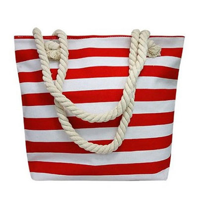 Plážová taška vzor: červené pásiky