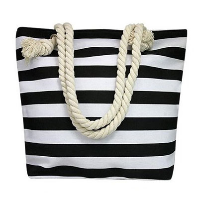 Plážová taška vzor: čierne pásiky