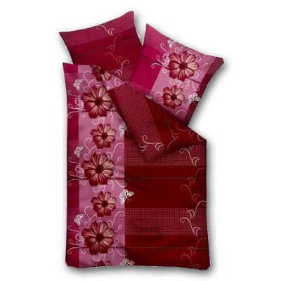 Model D - Dvojdielne obliečky z mikrofázy - bordové kvety, vankúš 80 cm x 80 cm, perina 135 x 200 cm