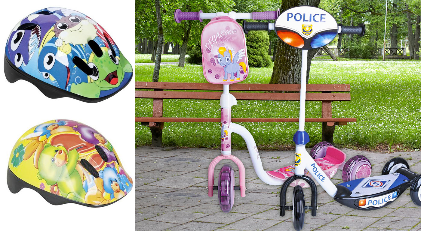 Detská kolobežka a detská prilba