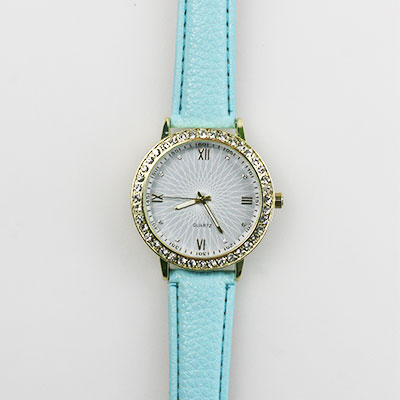 Dámske hodinky s koženkovým remienkom - tyrkysové