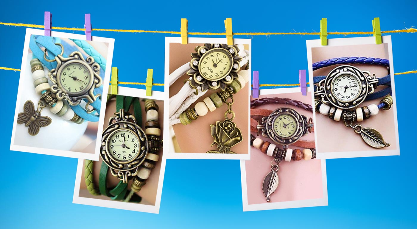 Retro dámske hodinky s ozdobným remienkom