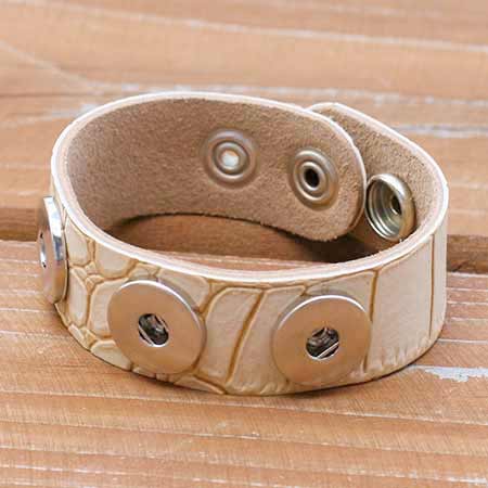 Kožený náramok na vymeniteľné cvoky - farba béžová