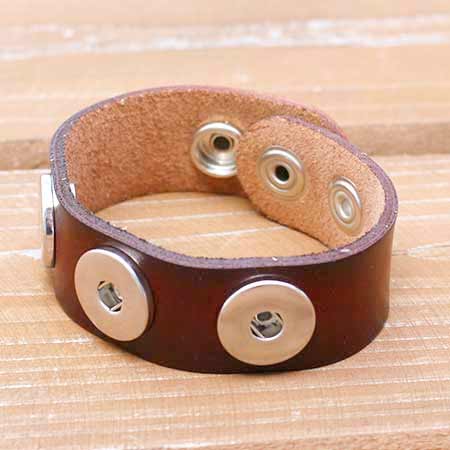 Kožený náramok na vymeniteľné cvoky - farba bordová