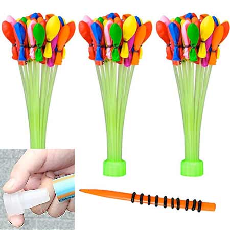 Sada s nadstavcom na hadicu a tyčinkami na naplnenie + 111 ks balónov a gumičiek, nástroj na dopĺňanie balónikov