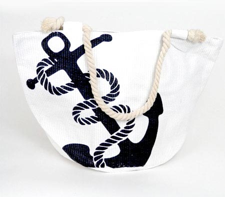 Dámska plážová taška s kotvou - biela
