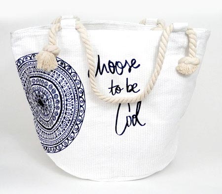 Dámska plážová taška s kruhom - biela