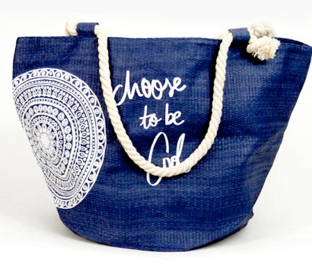 Dámska plážová taška s kruhom - modrá