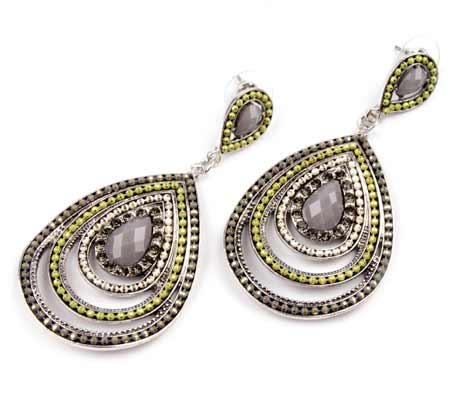 Náušnice kovové kvapky - farba zelená