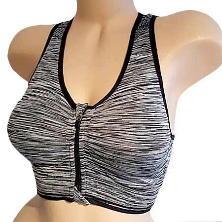 Športová podprsenka Pesail so zipsom - farba tmavosivá - veľkosť S/M